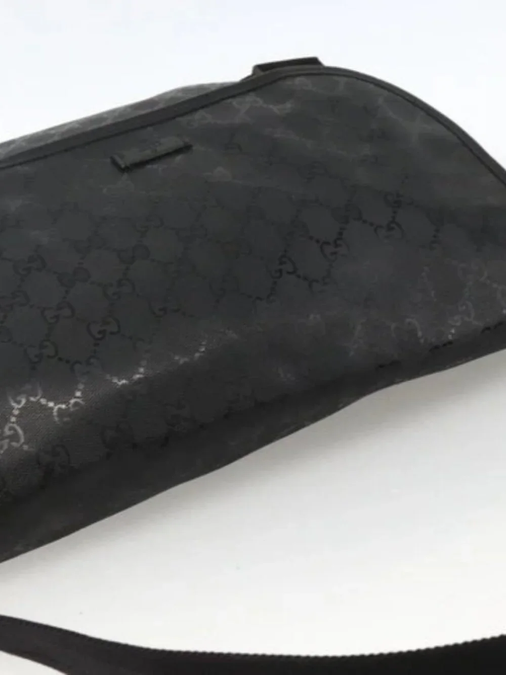 GUCCI GG Implementation Shoulder Bag PVC Black Silver 201732 Auth ka3564
